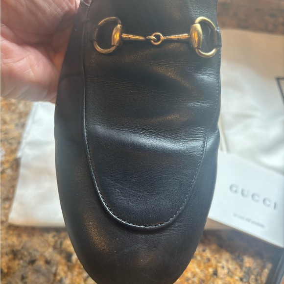 GUCCI loafers PRINCETOWN LEATHER backless in blk w/ gold horse bit sz 9 - Picture 14 of 15